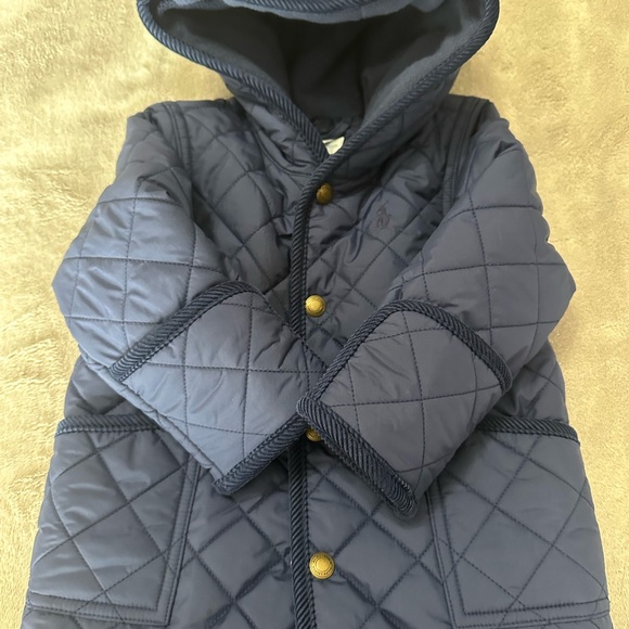 Ralph Lauren water repellent Navy Quilted Baby Snowsuit - Picture 5 of 8